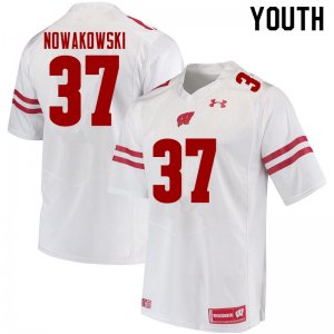 Youth Wisconsin Badgers NCAA #37 Riley Nowakowski White Authentic Under Armour Stitched College Football Jersey VU31S48QG